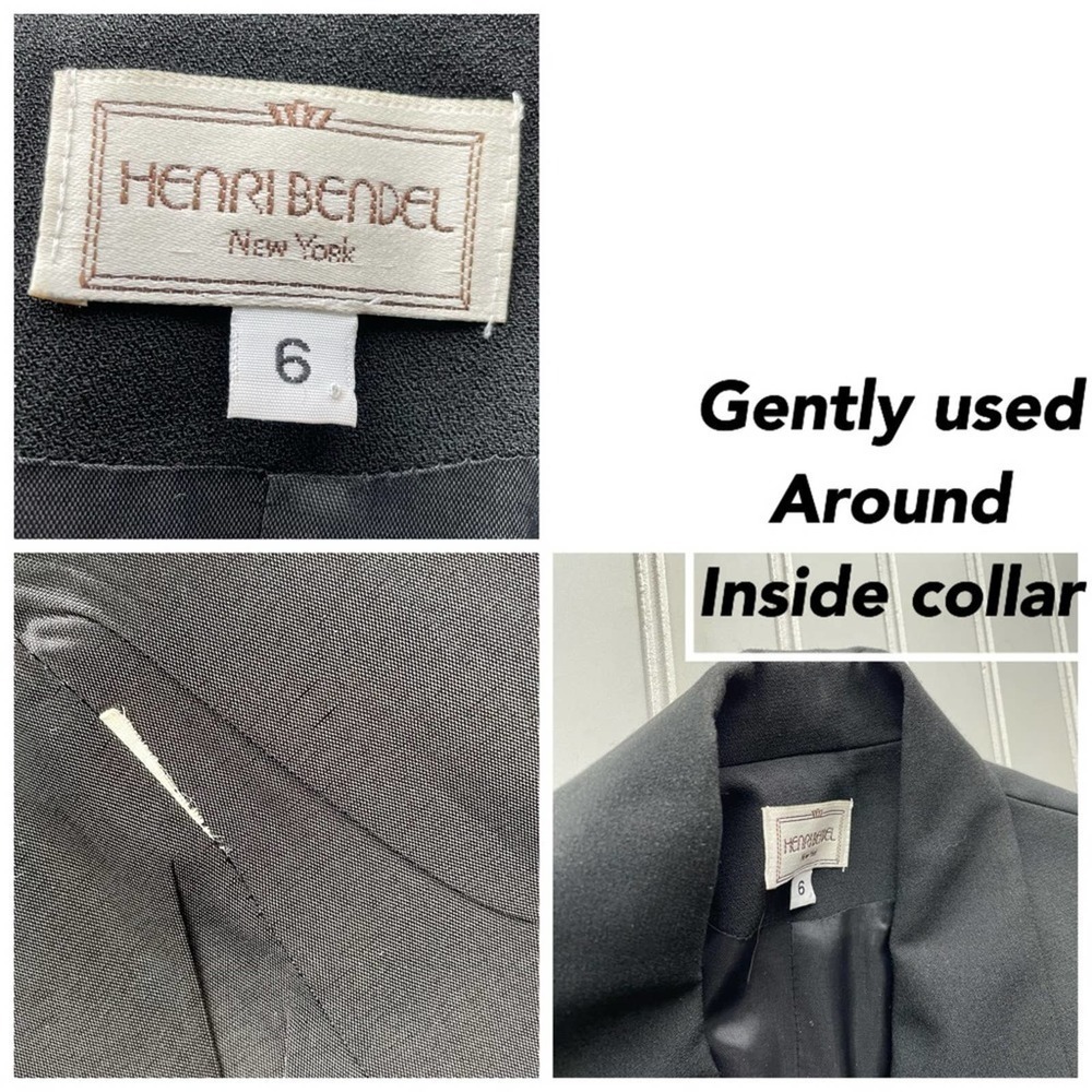 Henri Bendel Blazer Jacket Black Size 6 Tailored Vintage Roll Cuff sleeves - Picture 6 of 10